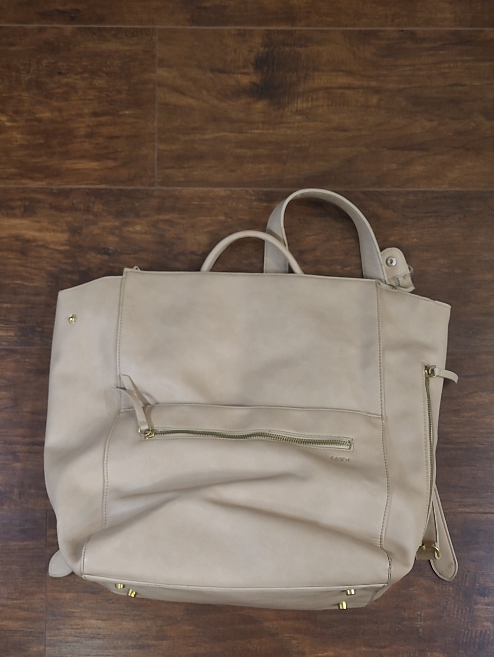 Fawn Beige Baby Diper Bag with Front Zip Pocket